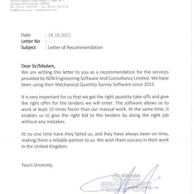 Letter Of Recommendation Birlesim